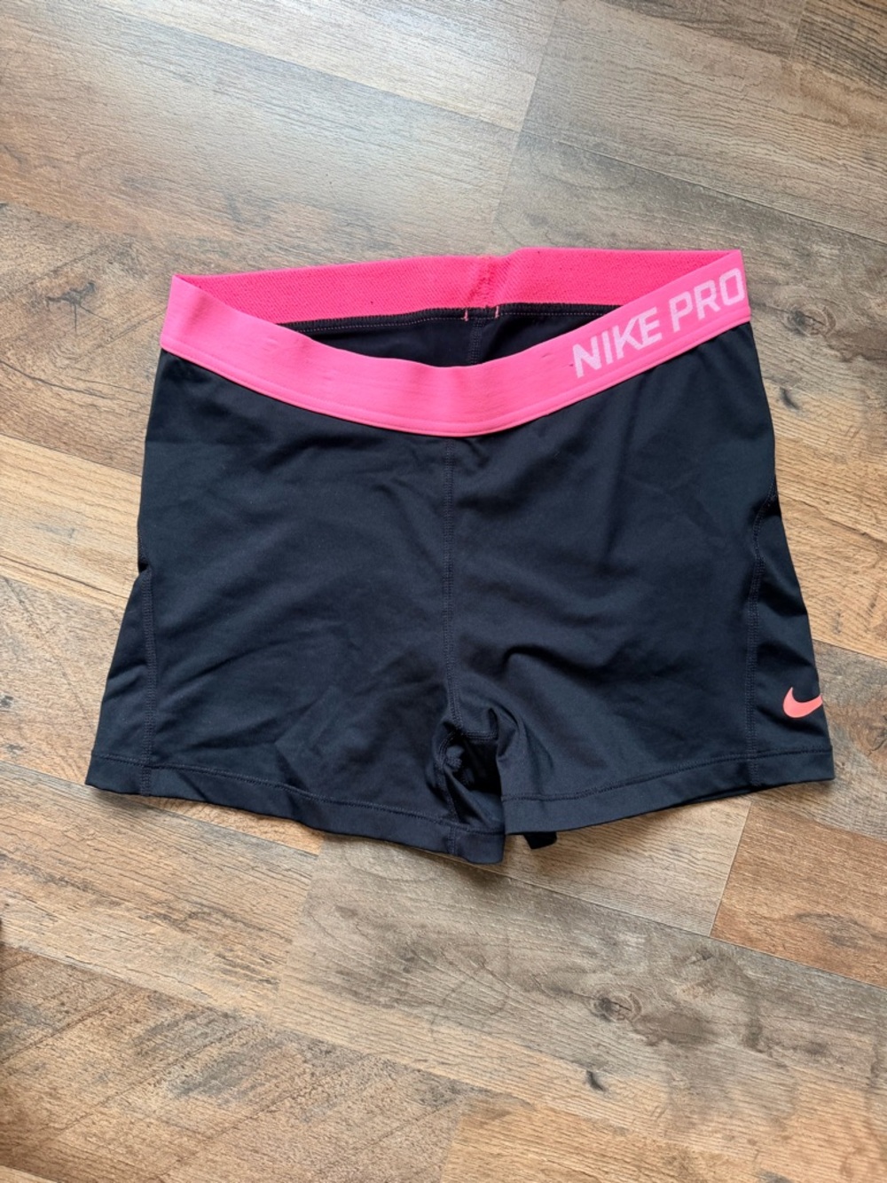 Nike Women's Black Bike Shorts with Pink Waistband